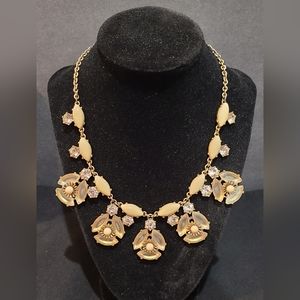 J Crew Beige, Frosted and Rhinestone Necklace